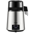 VEVOR 1.1Gal Water Distiller, 0.4Gal/H, Distilled Water Maker Machine 1750W 0-99H Timing Dual Temp Display, 304 Stainless Steel Countertop Distiller Glass Carafe Cleaning Powder 3 Carbon Packs, Silver