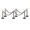 VEVOR 6 Pcs Stanchion Post with 4 Black Velvet Ropes Sand Injection Hollow Base