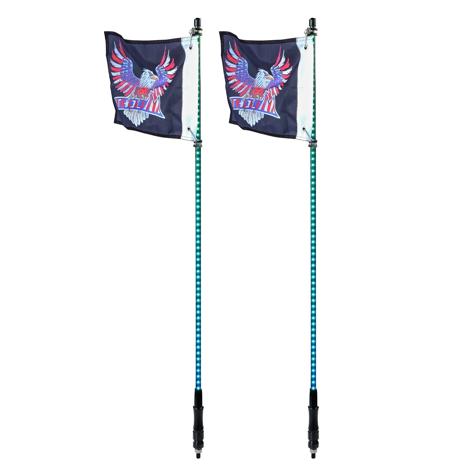 VEVOR 2 PCS 3 FT Whip Light, APP & RF Remote Control Led Whip Light, Waterproof RGB Chasing Lighted Whips with 4 Flags, for UTVs, ATVs, Motorcycles, RZR, Can-am, Trucks, Off-road, Go-karts