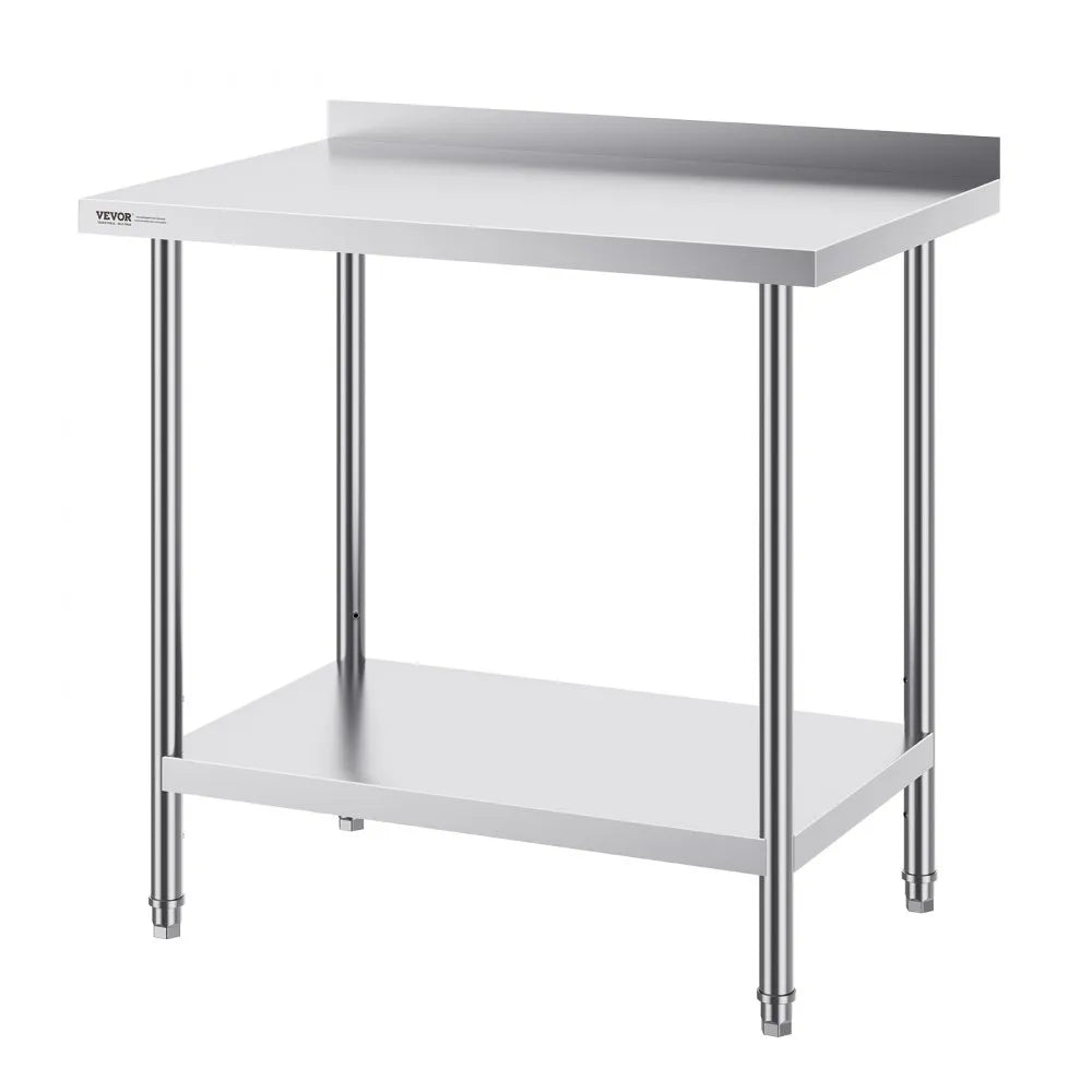 VEVOR 24 x 36 x 36 Inch Stainless Steel Work Table, Commercial Food Prep Worktable Heavy Duty Prep Worktable, Metal Work Table with Adjustable Height for Restaurant, Home and Hotel
