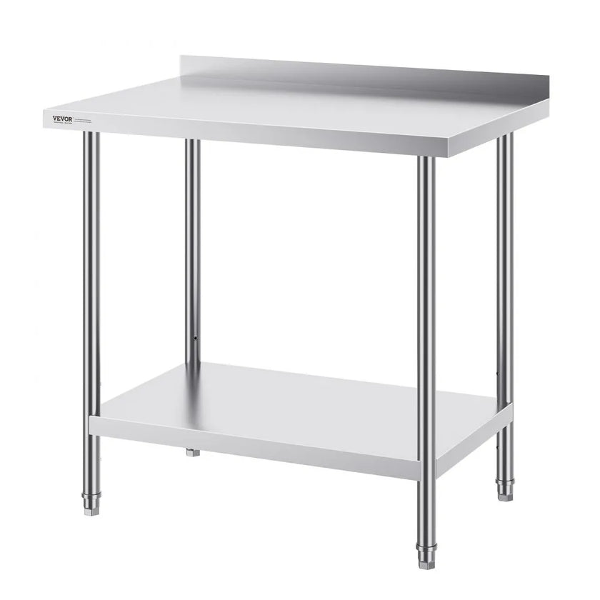 VEVOR 24 x 36 x 36 Inch Stainless Steel Work Table, Commercial Food Prep Worktable Heavy Duty Prep Worktable, Metal Work Table with Adjustable Height for Restaurant, Home and Hotel