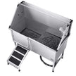 VEVOR 62 Inch Dog Grooming Bath Tub Stainless Steel w Ramp Water Filter Left