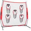 VEVOR 7 x 7 ft Football Trainer Throwing Net, Training Throwing Target Practice Net with 5 Target Pockets, Knotless Net Includes Bow Frame and Portable Carry Case, Improve QB Throwing Accuracy, Red