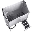 VEVOR 62 Inch Dog Grooming Bath Tub Stainless Steel w Ramp Water Filter