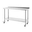 VEVOR 24 x 60 x 40 Inch Stainless Steel Work Table, Commercial Food Prep Worktable with Casters, Heavy Duty Prep Worktable, Metal Work Table with Adjustable Height for Restaurant, Home and Hotel