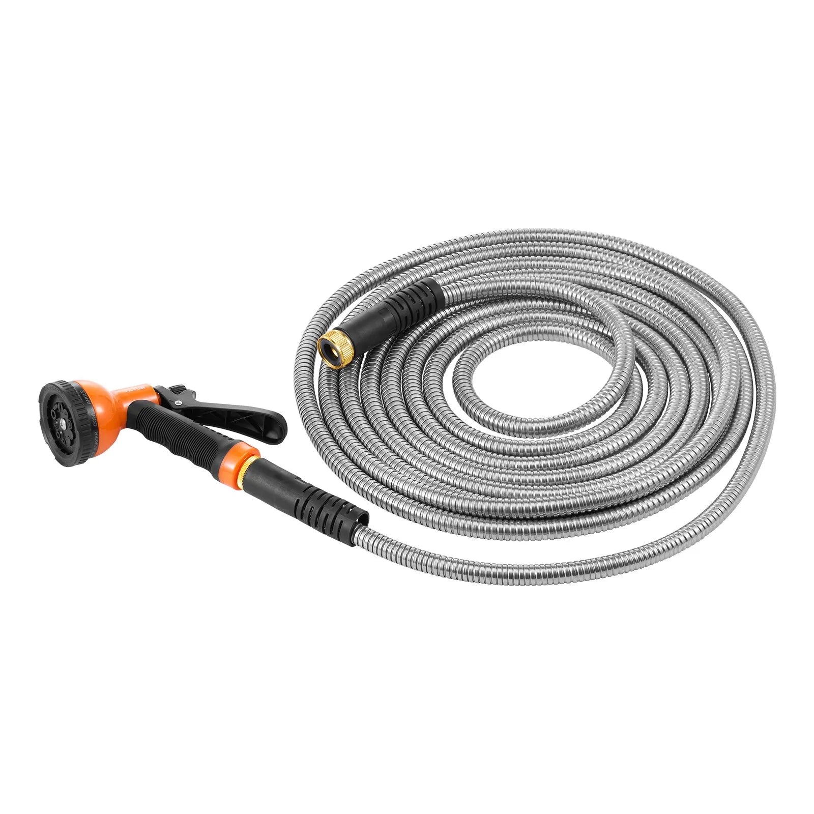 VEVOR 25ft Metal Garden Hose Stainless Steel Water Hose Lightweight No Kink