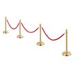 VEVOR 4 Pcs Gold Stanchion Post 3 Red Velvet Ropes Sand Injection Hollow Base