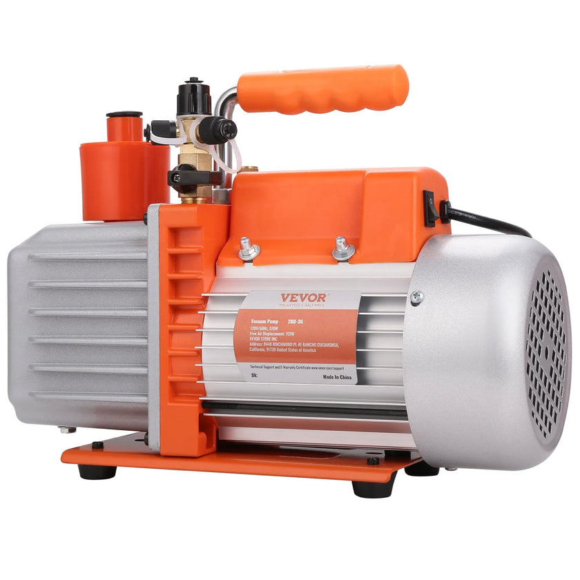VEVOR 1/2 HP 2 Stage Rotary Vane Vacuum Pump, 7 CFM, 120V Air Conditioning Vacuum Pump, 1/4