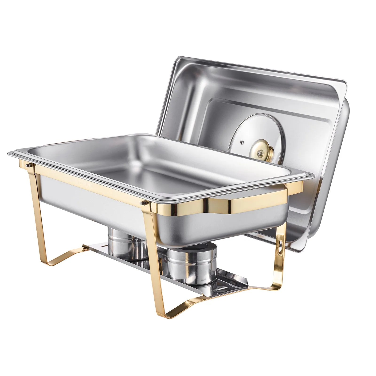 VEVOR 8 Qt 4 Pack Rectangle Chafing Dish Buffet Set Fullsize Pan Stainless Steel