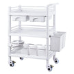 VEVOR 3 Tiers Lab Carts Mobile Medical Cart with 3 Trays & 3 Trash Cans White
