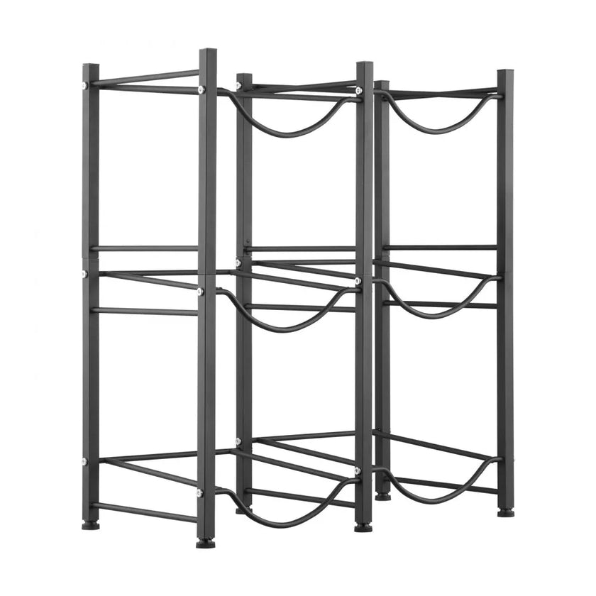VEVOR 3 Tiers Water Jug Holder Double Row Water Bottle Rack for 6 Bottles Black
