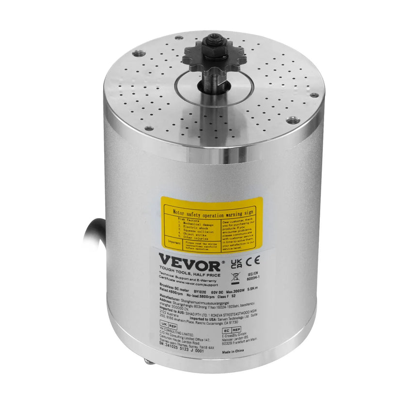 VEVOR 3000W Electric Brushless DC Motor 60V 4800rpm Motor for E-Bike Dirt Bike