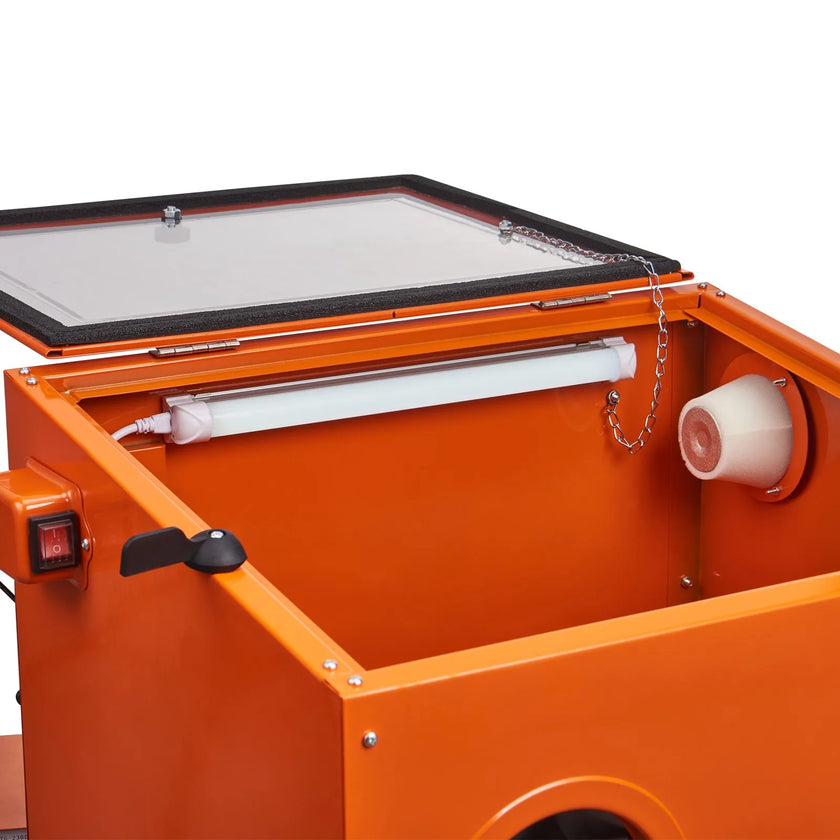 VEVOR 25 Gallon Sandblasting Cabinet, 40-120PSI Portable Benchtop Sand Blasting Cabinet, Heavy Duty Steel Sand Blaster with Blasting Gun & 4 Ceramic Nozzles for Paint, Stain, Rust Removal