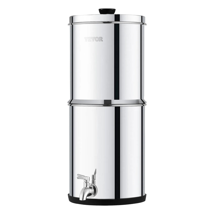 VEVOR 1.5G Gravity-fed Water Filter Countertop System Stainless Steel 2 Filters