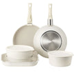 VEVOR 17 Piece Pots and Pans Set Granite Nonstick Kitchen Cookware White