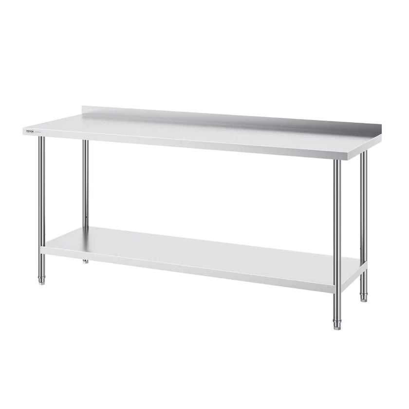 VEVOR 24 x 72 x 36 Inch Stainless Steel Work Table, Commercial Food Prep Worktable Heavy Duty Prep Worktable, Metal Work Table with Adjustable Height for Restaurant, Home and Hotel
