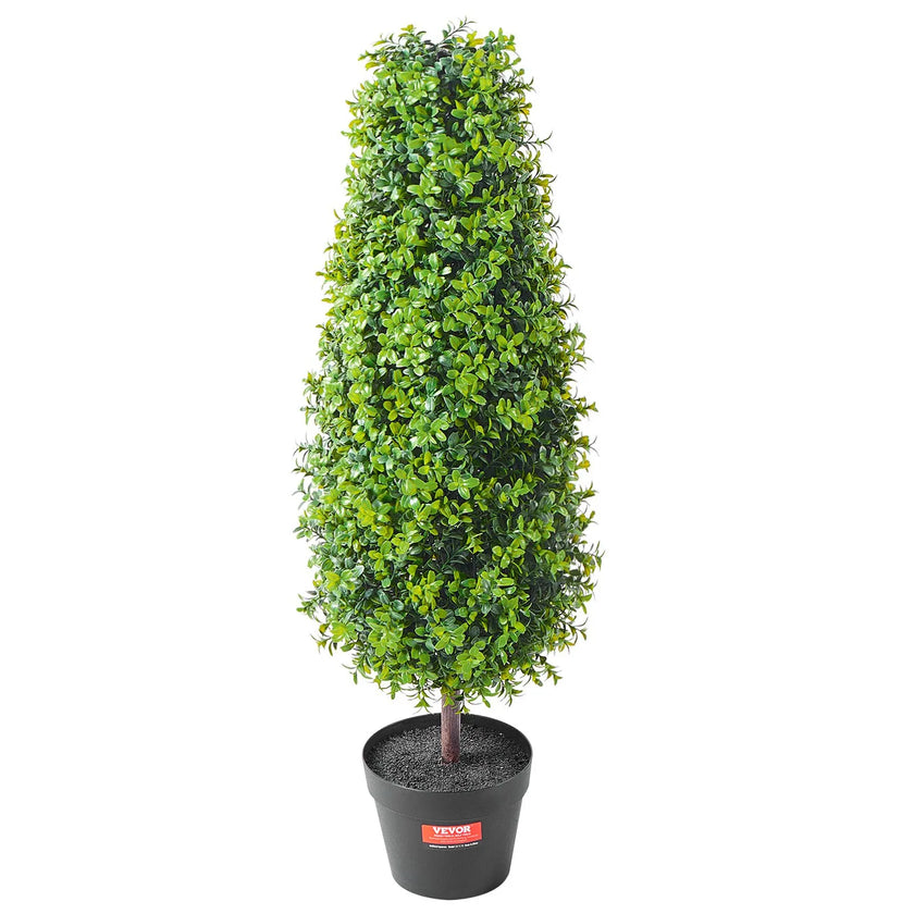VEVOR 2 Pack 3' Artificial Boxwood Topiary Tree Faux Plant UV Decor In/Outdoor