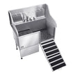 VEVOR 50 Inch Dog Grooming Bath Tub Stainless Steel w Ramp Faucet Showerhead