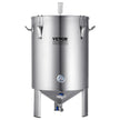 VEVOR 304 Stainless Steel Kettle, 16 GALLON Beer Brew Fermentor, Brew Bucket Fermentor for Brewing, Home Brewing Supplies with Base, Kettle Stock Pot Includes Lid, Handle, Valve, Spigot, Thermometer