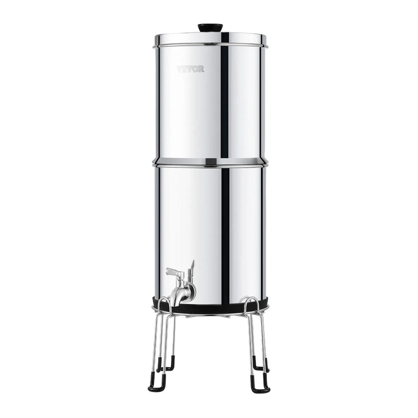 VEVOR 2.25G Gravity-fed Water Filter Countertop System Stainless Steel 2 Filters
