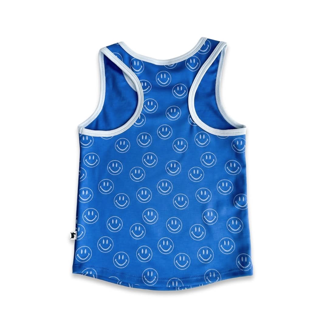 Kids' Bamboo Racerback Tank | Blue Checkers