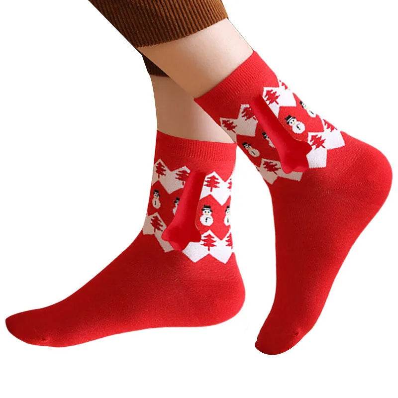 Hand Holding Couple Magnetic Handle Christmas Stockings