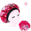Beauty print Satin Silk Hair Bonnet for sleeping