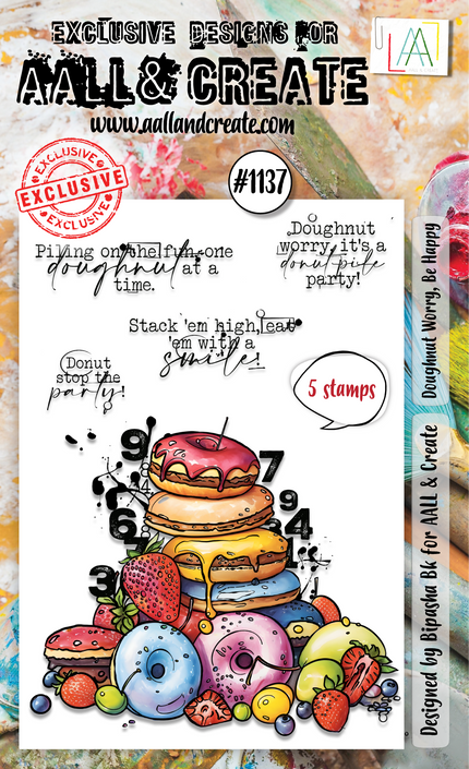 AALL and Create - A6 Stamp Set - Doughnut Worry, Be Happy