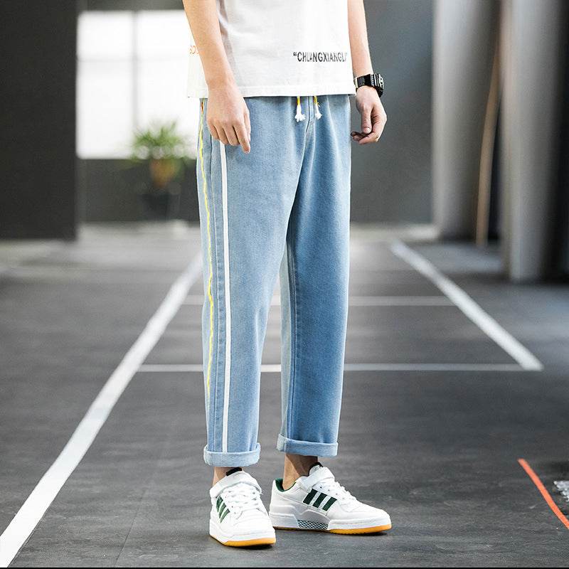 Men Casual pants Denim Jeans trousers, wide-leg pants