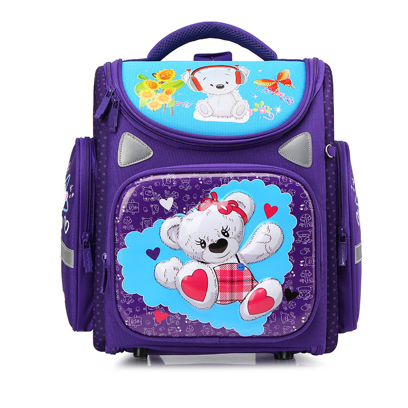 Cartoon Bear Kids School Backpack – Cute Waterproof School Bag for Girls