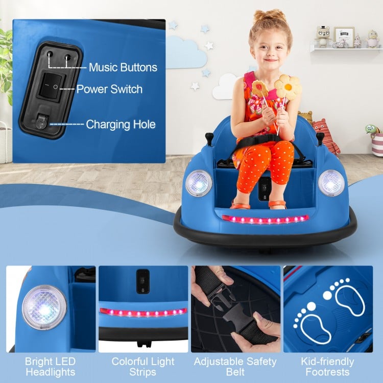 12V Electric Kids Ride on Bumper Car Battery Powered Bumping Car with Remote Control-Navy