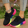 Rainbow sneaker - Lace-up Mesh Shoes With Rainbow Sole Design Fashion Walking Running Sports Shoes Sneakers For Women