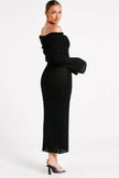 French-style Off-shoulder Dress Party Long-sleeved Long Dress