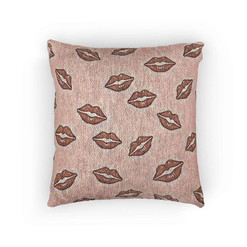 Kiss Pattern Woven Pillow | Lip Print Decorative Pillow