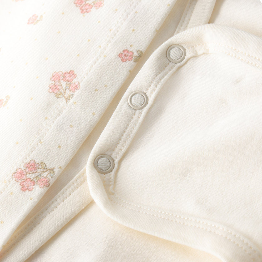 Dress with Bodysuit | Pink Floral on Off-White  | Minymo