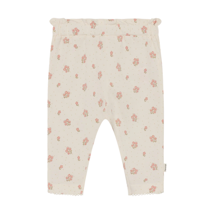 Pants | Pink Floral on Off-White | Minymo