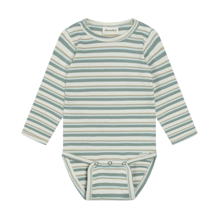 Longsleeve Bodysuit | Green Stripe | Minymo