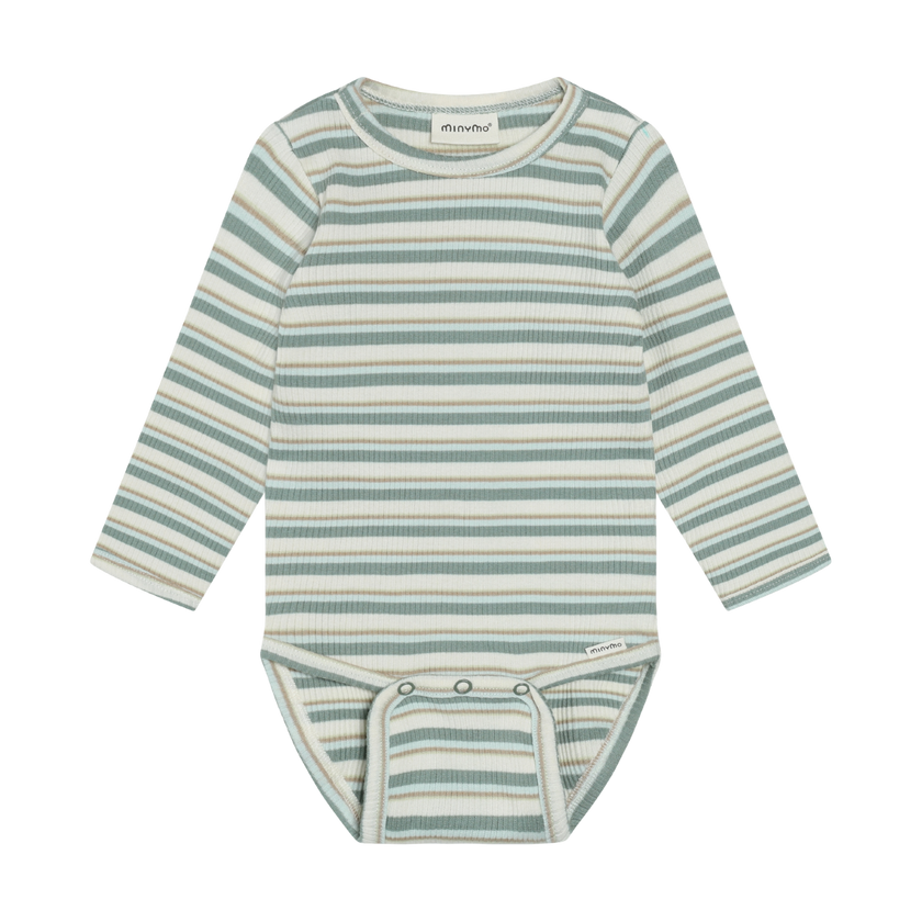 Longsleeve Bodysuit | Green Stripe | Minymo
