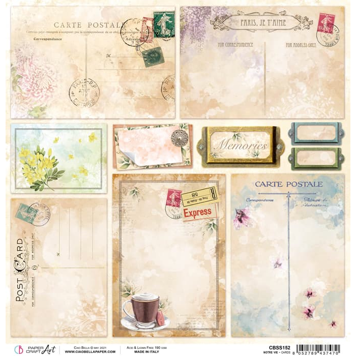 Ciao Bella Notre Vie Cards Paper Sheet 12