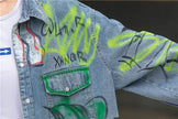 Oversized Graffiti Print Denim Jacket Women Loose Fried Street fashion