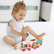 Fun Little Toys - Wooden Train Shape Sorter and Stacking Toy 25 Pcs