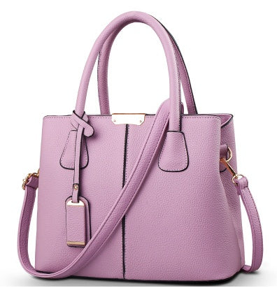 Women's PU Leather Lychee Pattern Shoulder Bag – Portable Crossbody Messenger Bag