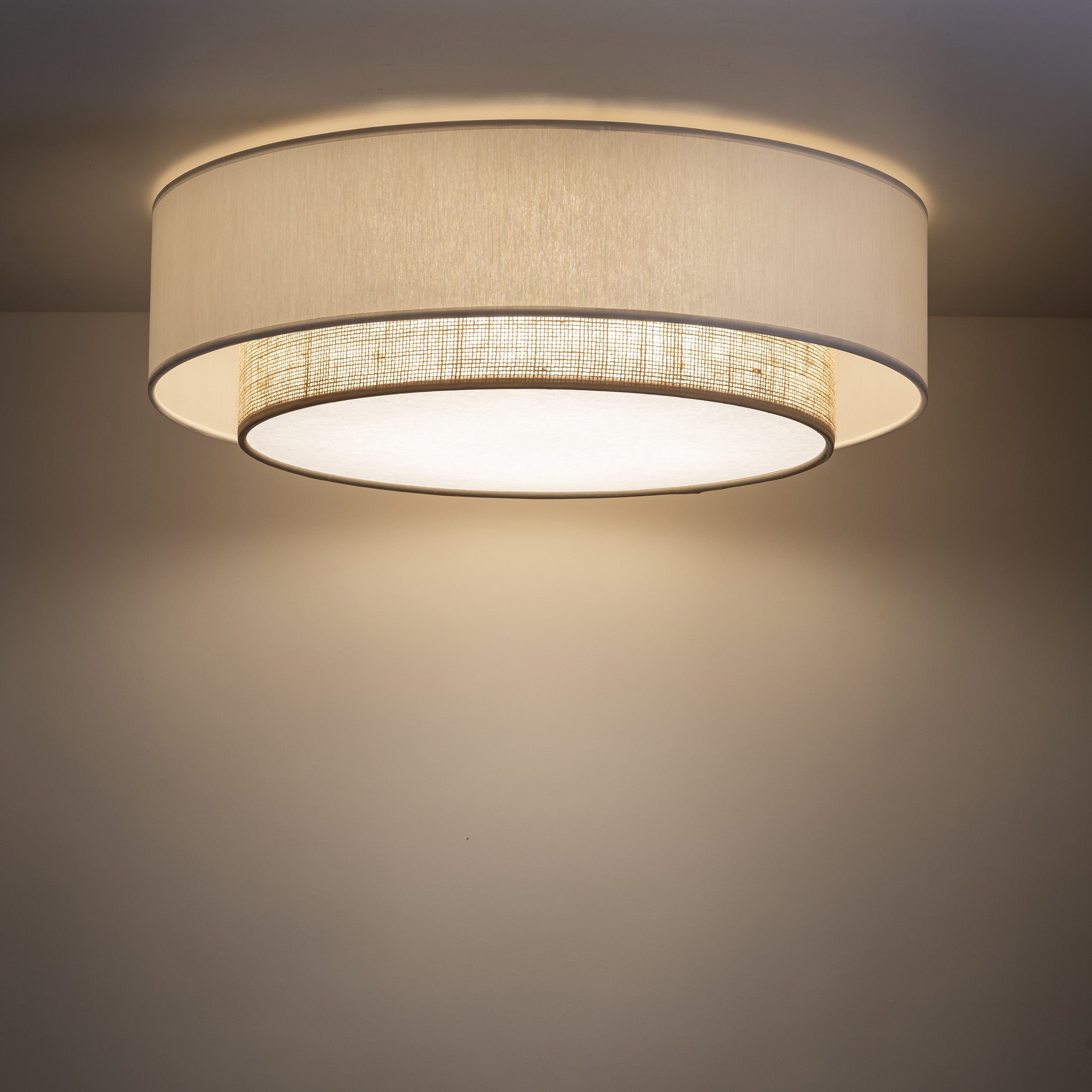 CALISTO JUTE Scandinavian Flush Mount Ceiling Light for Bedroom, Hallway & Living Room