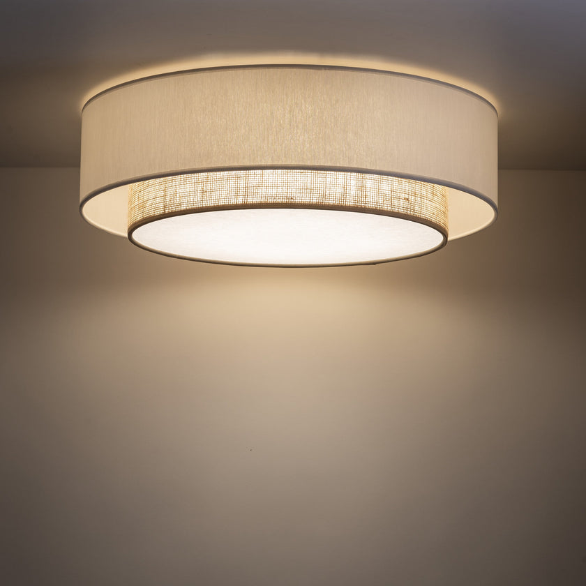 CALISTO JUTE Scandinavian Flush Mount Ceiling Light for Bedroom, Hallway & Living Room