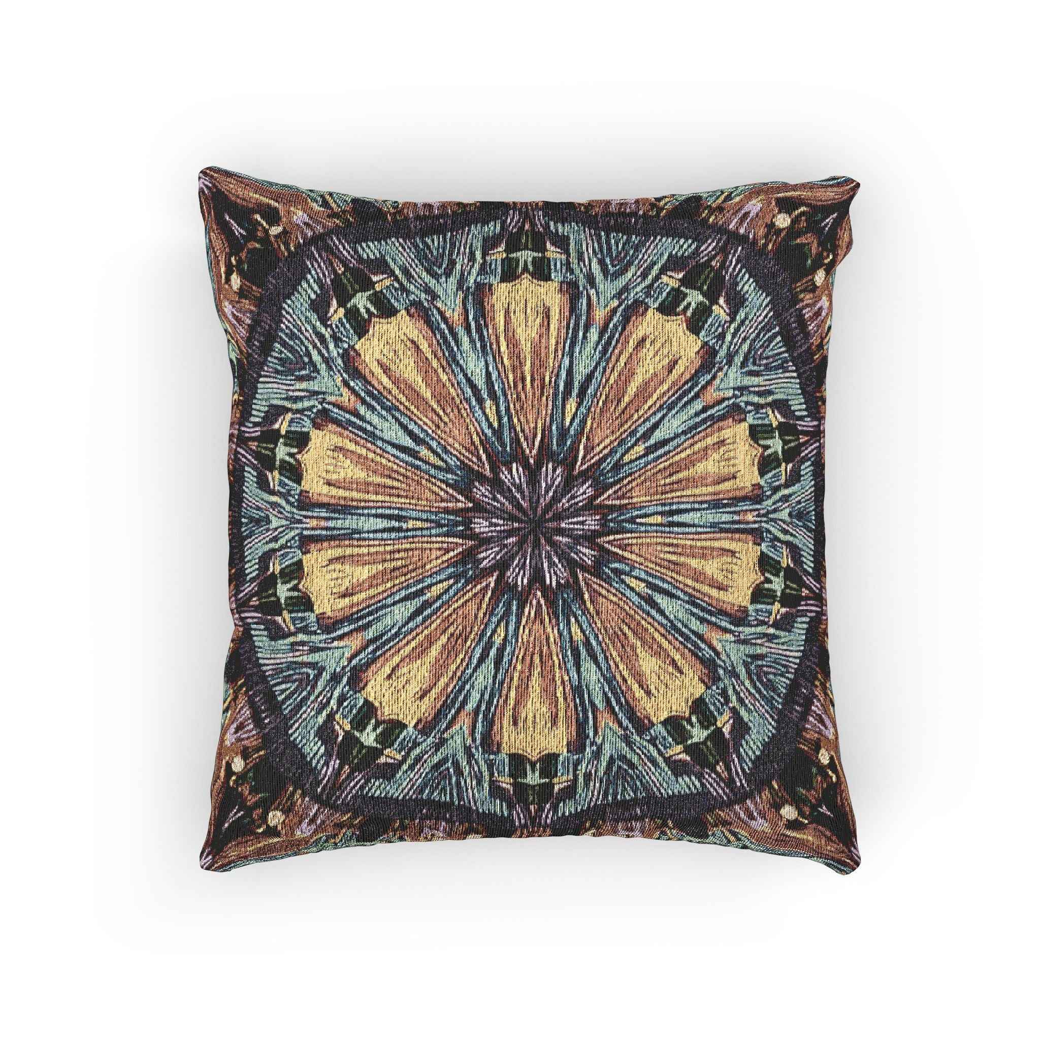 Geometric Mandala Woven Pillow | Boho Tile Decorative Cushion