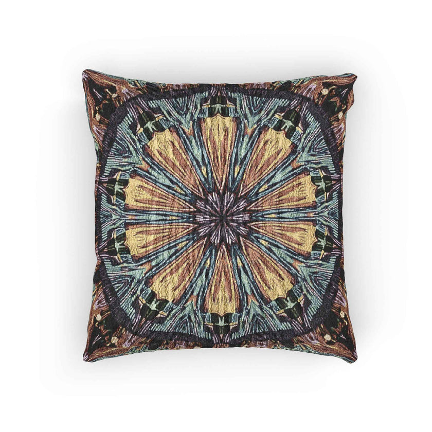 Geometric Mandala Woven Pillow | Boho Tile Decorative Cushion