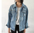 Unisex Casual Loose Wash Water Outwear Frayed Denim Jacket