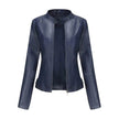 Fashioned European and American Slim fit stand collar Leather jacket for women