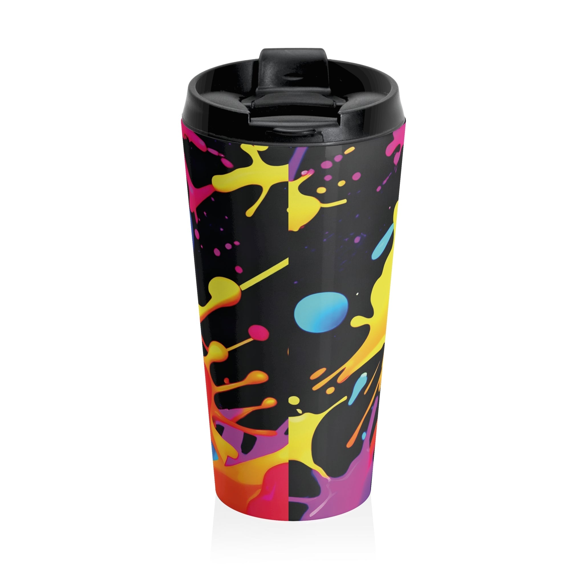 Neon Paint Splatter Stainless Steel Travel Mug | Colorful Splash Tumbler