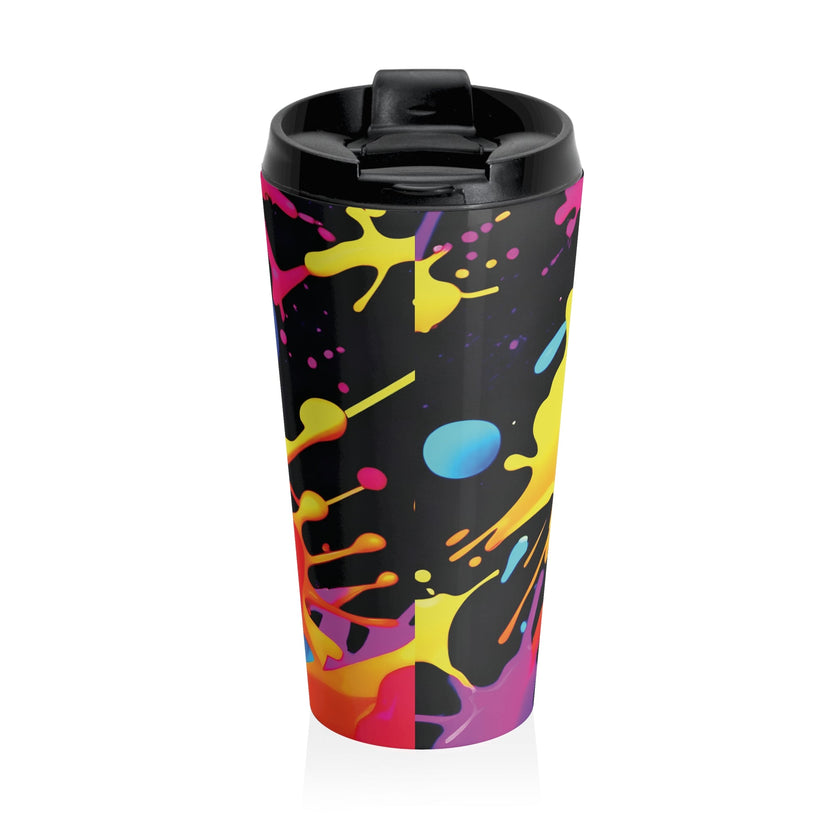Neon Paint Splatter Stainless Steel Travel Mug | Colorful Splash Tumbler